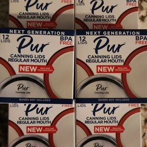 6 Pur Regular Mouth Canning Lids in Red and Silver 12 Pack = 72 Lids